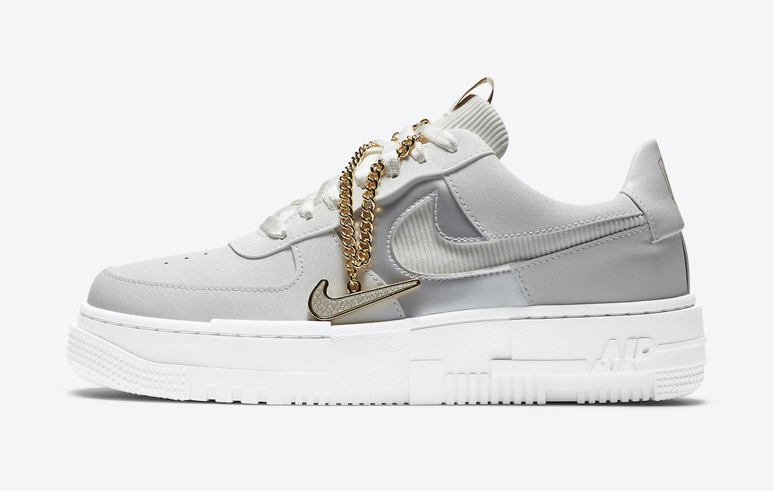 Nike Air Force 1 Pixel Grey Gold Chain DC1160-100 Release Date - SBD