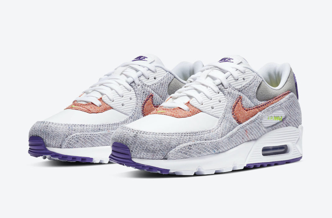 nike air max 90 white and purple sneakers
