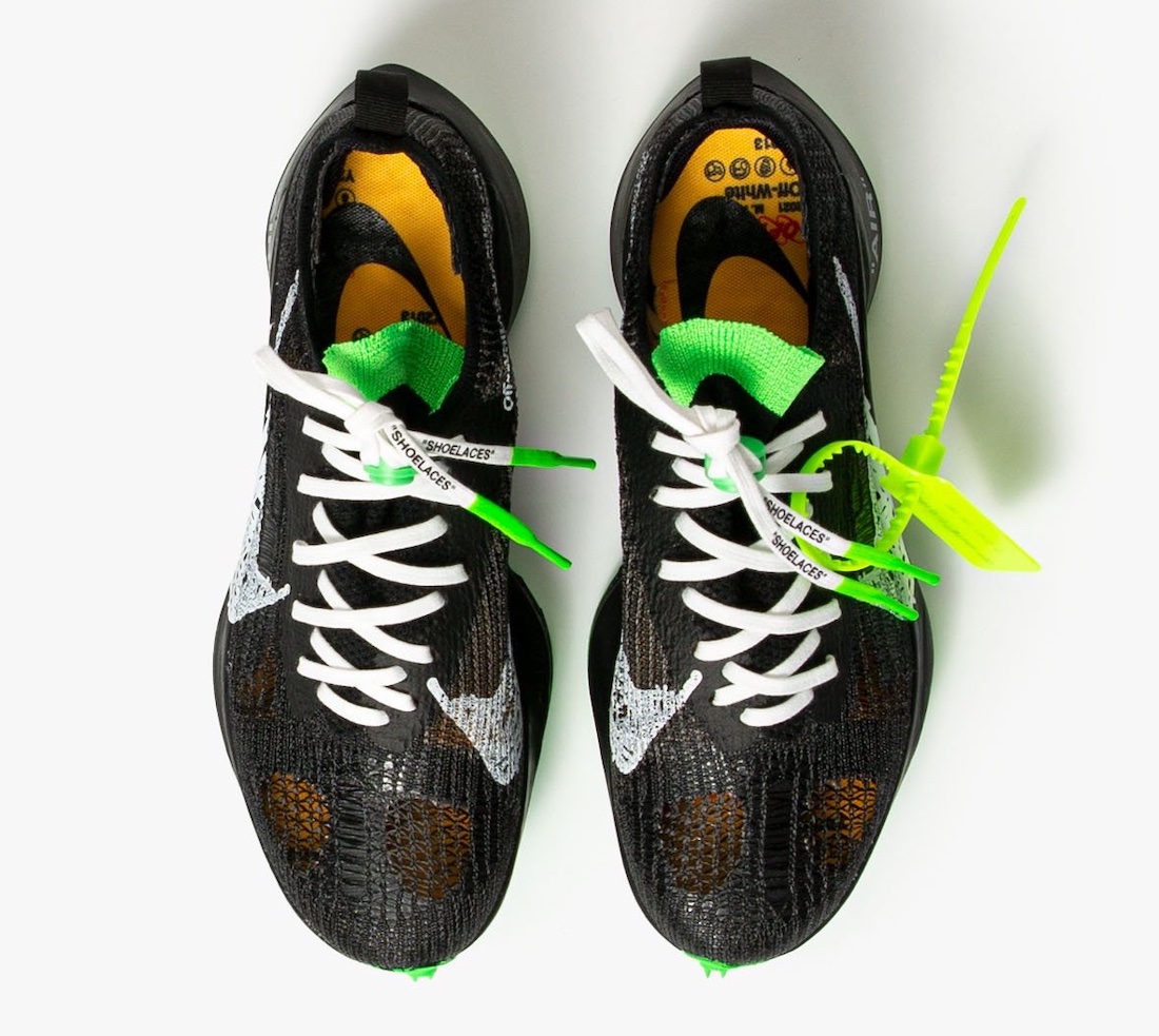 Off-White Nike Air Zoom Tempo NEXT Black Scream Green CV0697-001 Release Date 