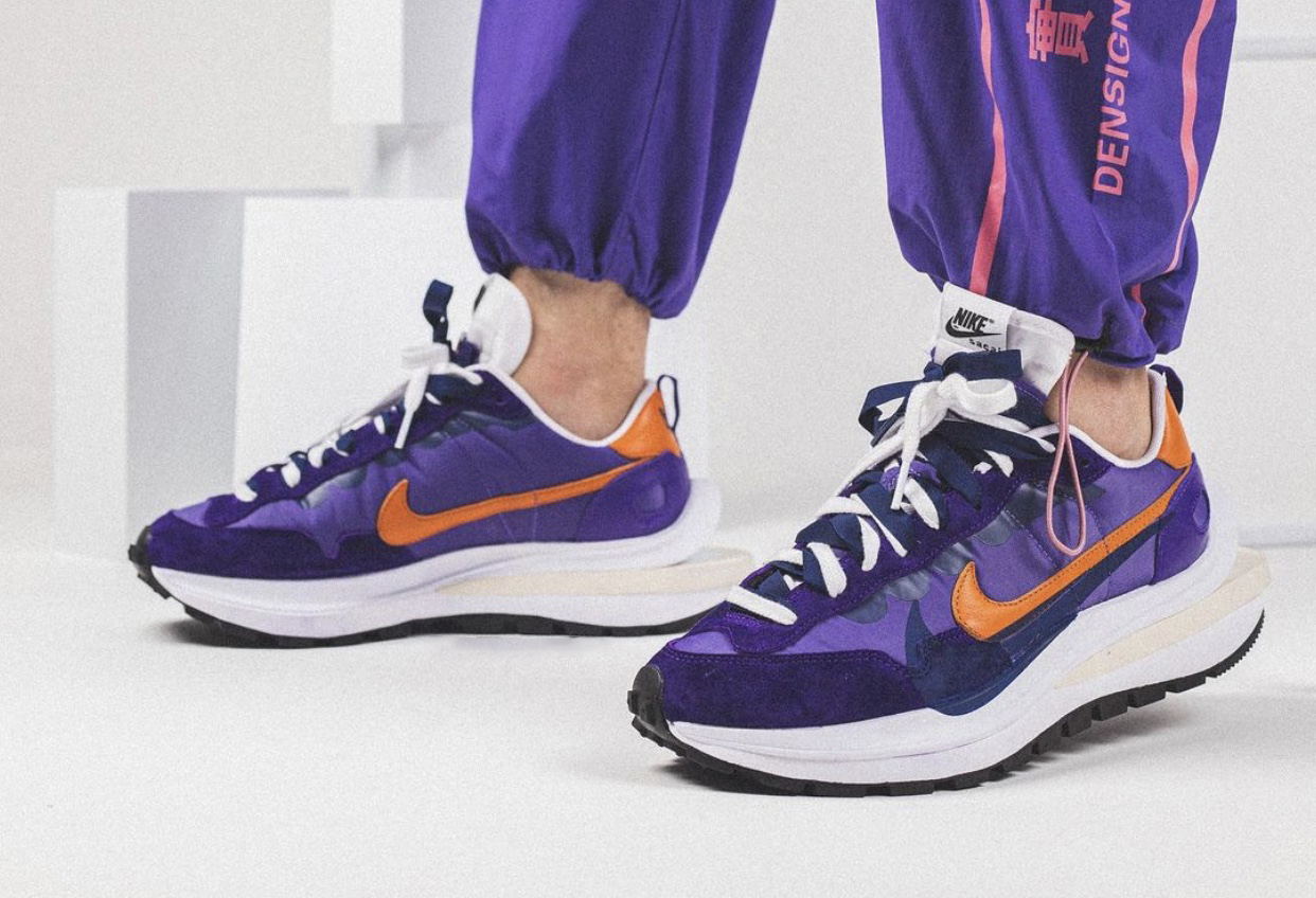 Sacai Nike VaporWaffle Dark Iris Campfire Orange Release Date On-Feet