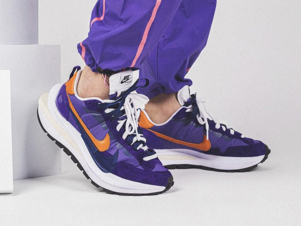 Sacai Nike VaporWaffle Dark Iris Campfire Orange Release Date On-Feet