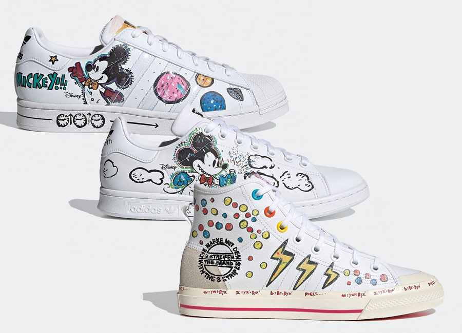 Kasing Lung Mickey Mouse adidas Superstar, Stan Smith, Nizza Hi