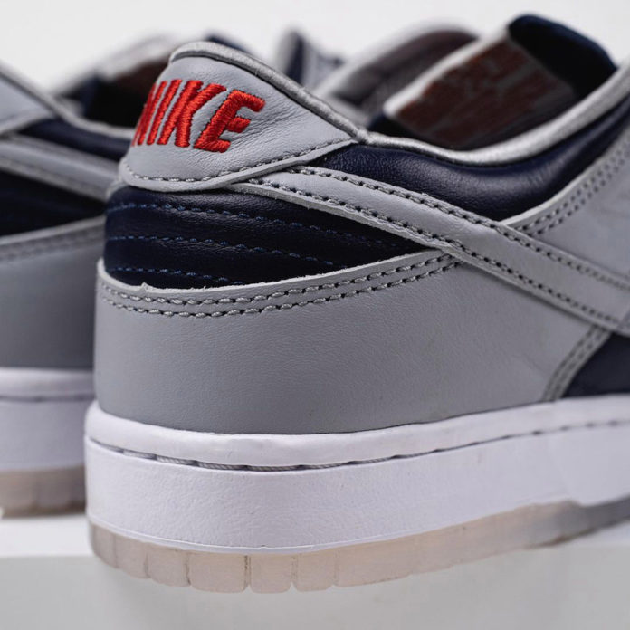 red and gray dunk lows
