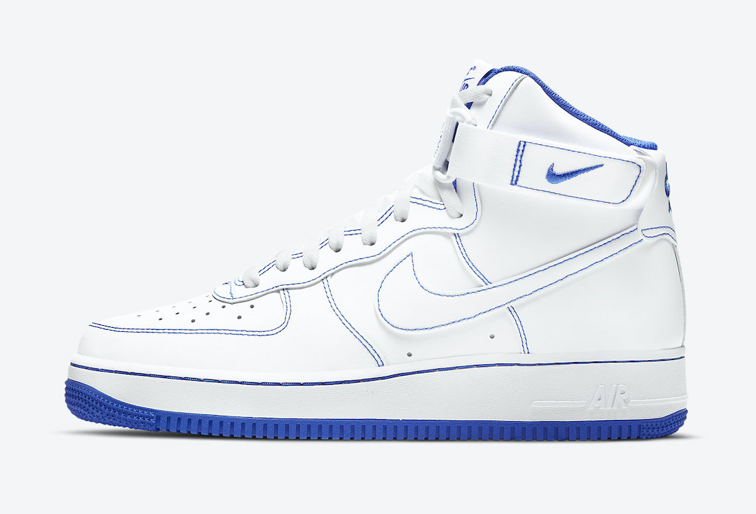 blue and white air force ones high top