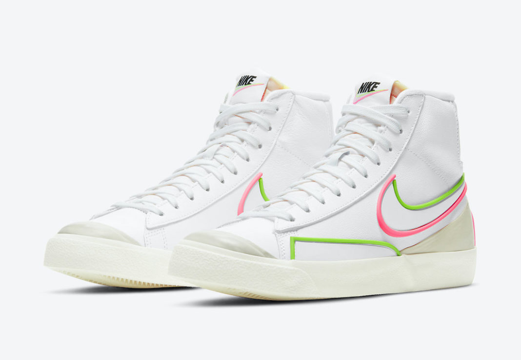 Nike Blazer Mid 77 Infinite White Electric Green Sunset Pulse DC1746-102 Release Date