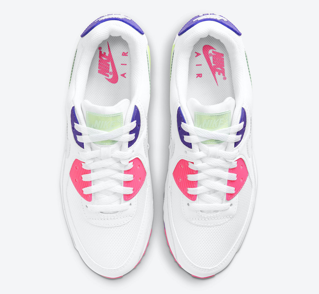 A Clean White Nike Air Max 90 Highlighted With Neon Colors