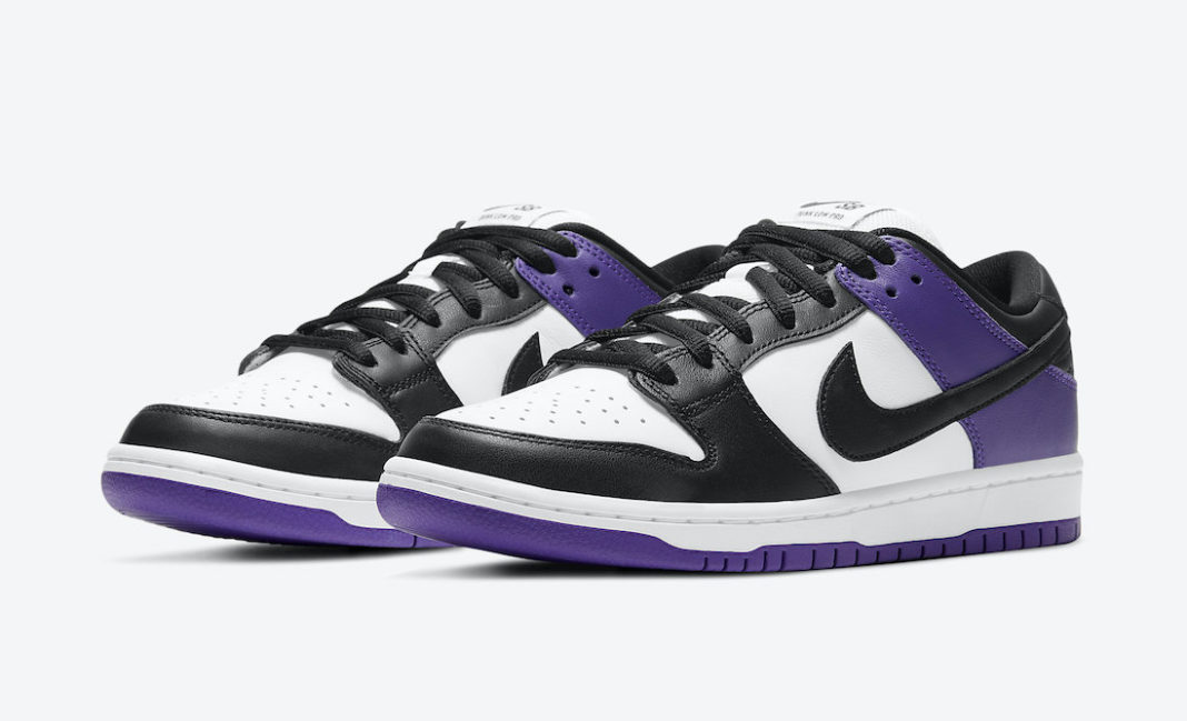 purple and white dunks