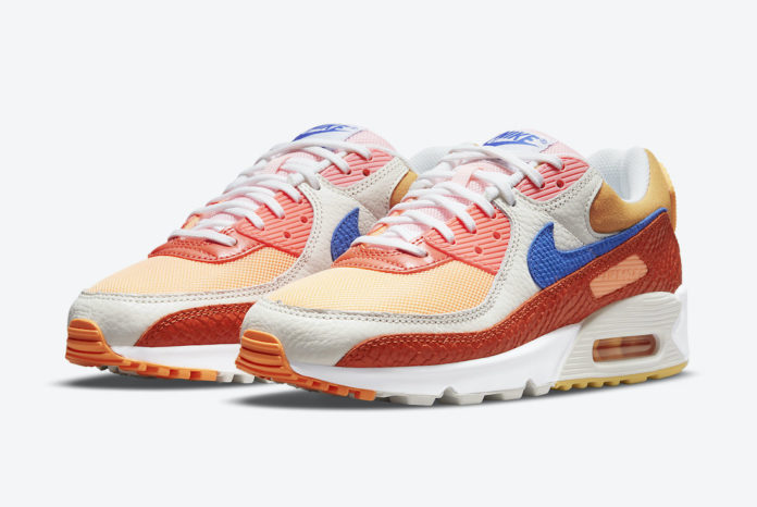 Nike Air Max 90 Snakeskin Campfire Orange Racer Blue Sail DJ8517-800 Release Date