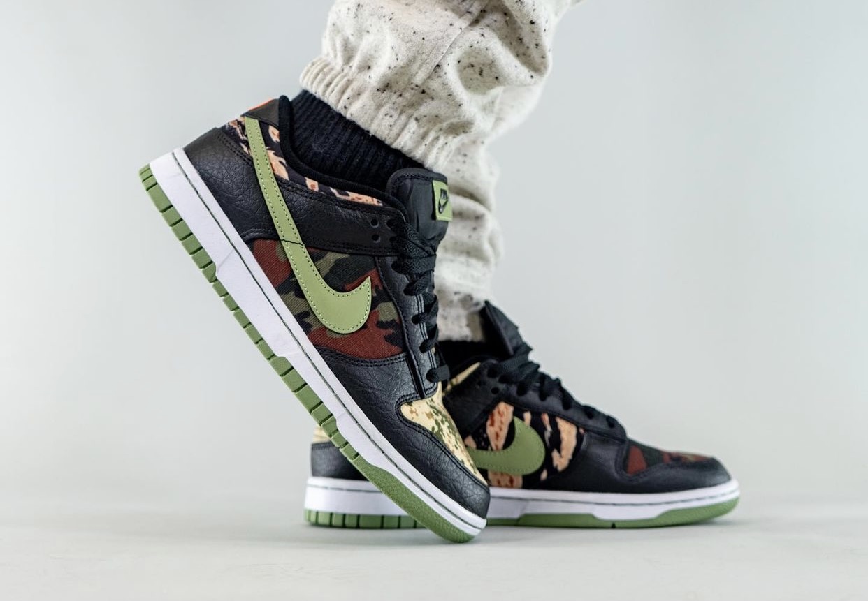 Nike Dunk Low Camo DH0957-001 Release Date On-Feet