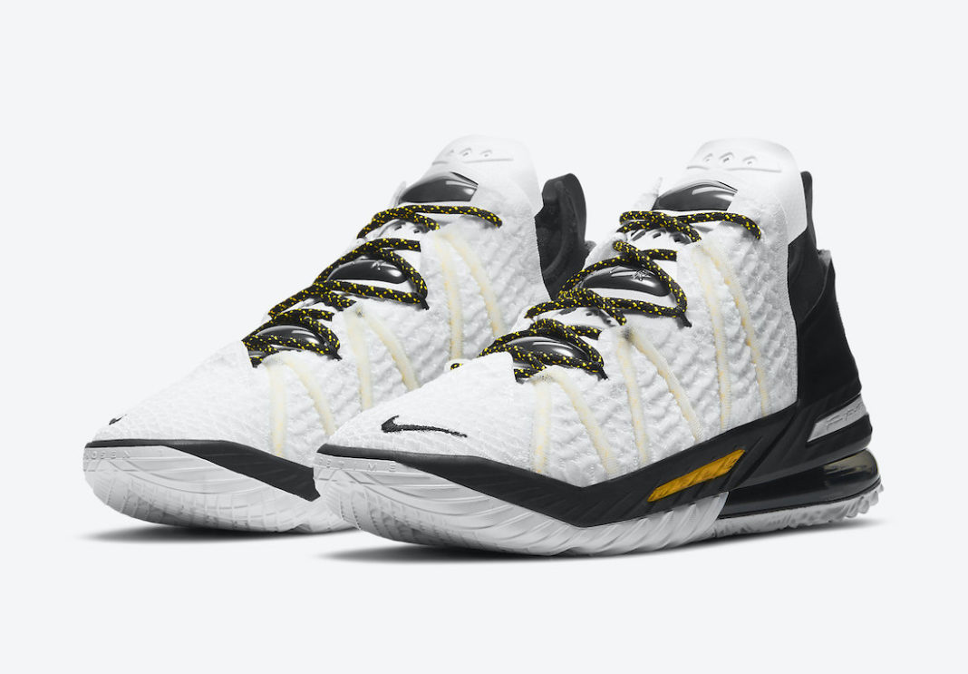 lebron 18 white and gold