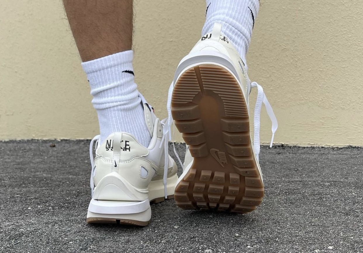 Sacai Nike VaporWaffle White Sail Gum Release Date On-Feet