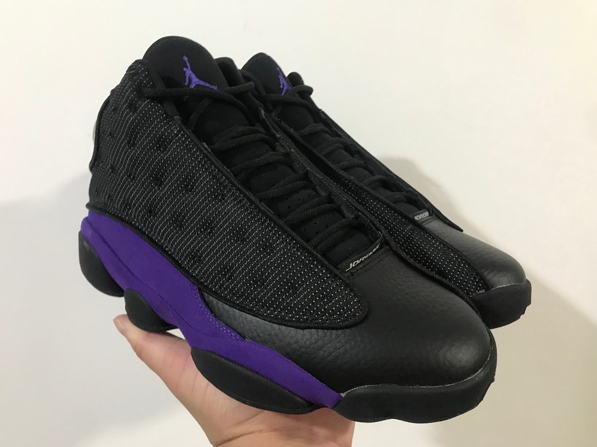 black and purple 13 jordans