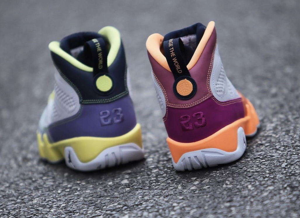 Jordan 9 hot sale purple yellow