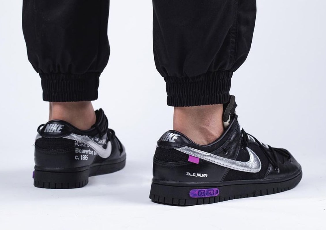 Off-White Nike Dunk 50 of 50 Black Silver Purple On-Feet