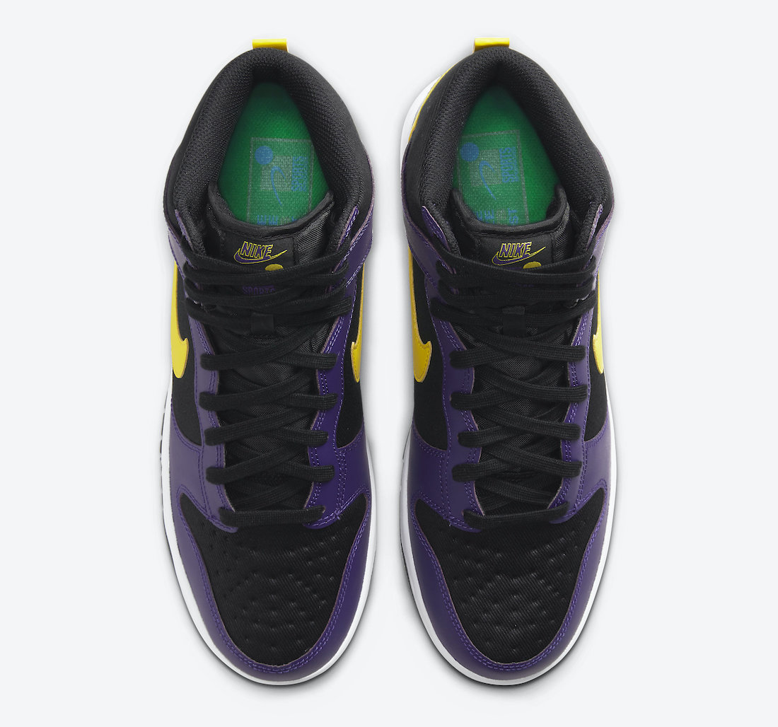 Nike Dunk High EMB Lakers Court Purple DH0642-001 Release Date - SBD