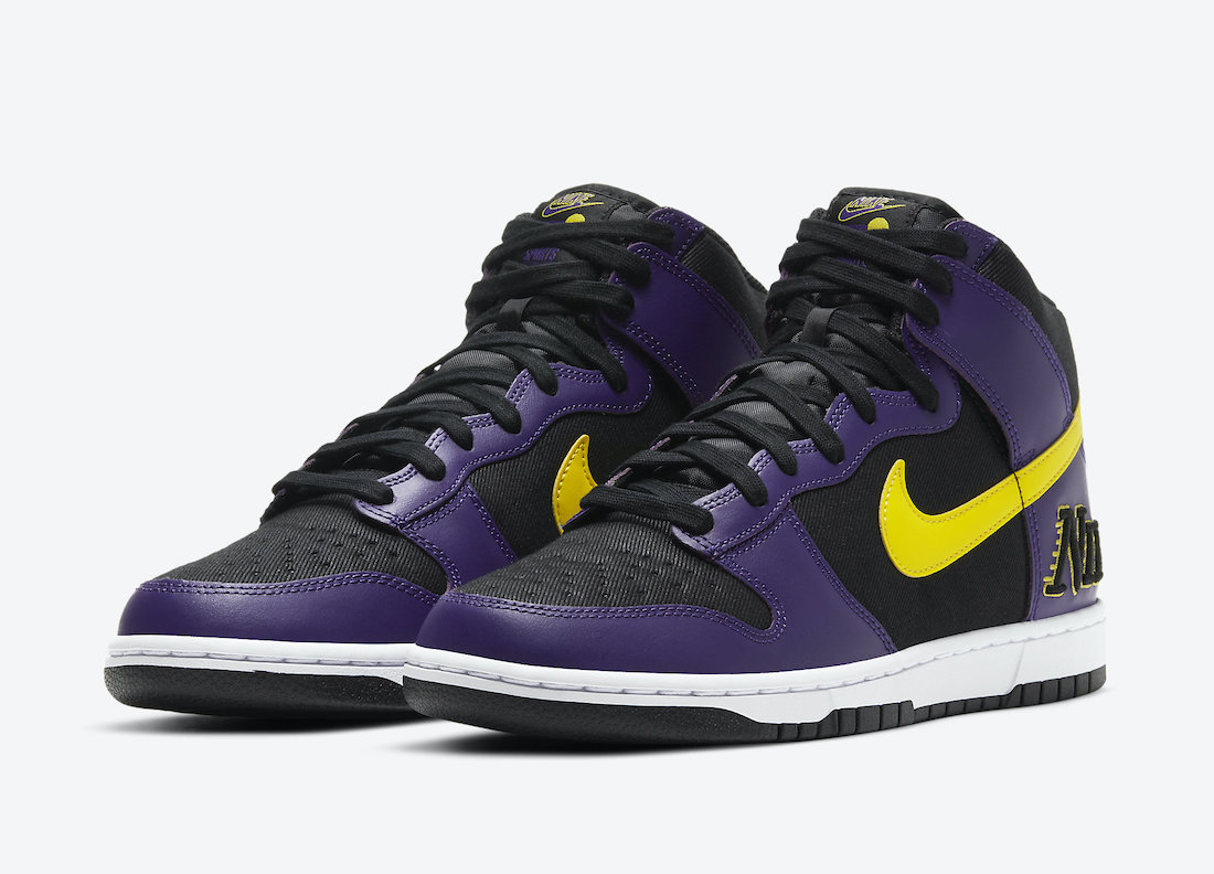 Nike Dunk High EMB Lakers DH0642-001 Release Date