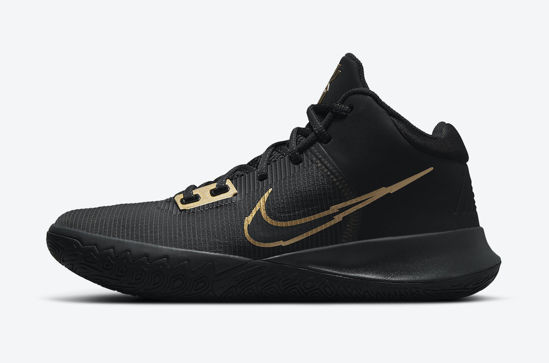 kyrie 4s black and gold