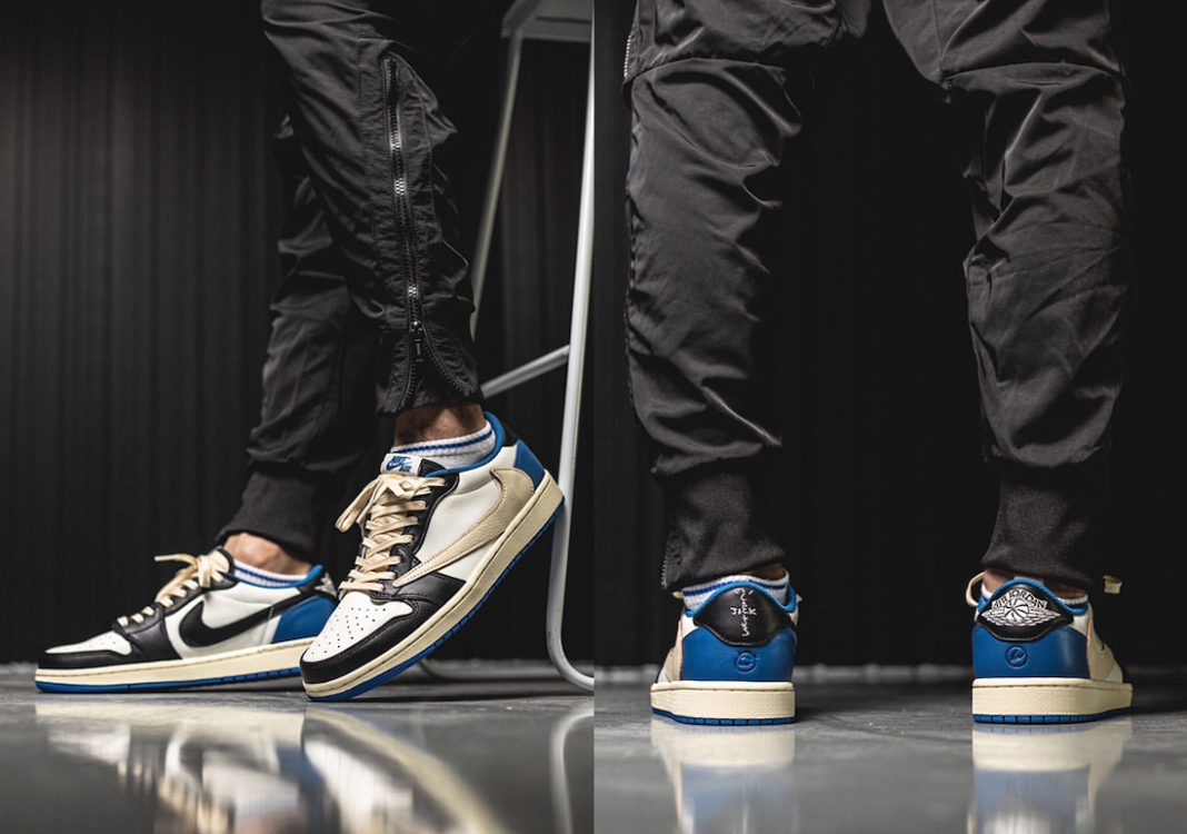 travis scott 1 low on feet