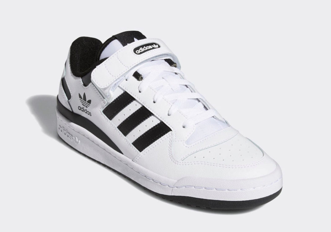 adidas originals forum low trainers in white with black details