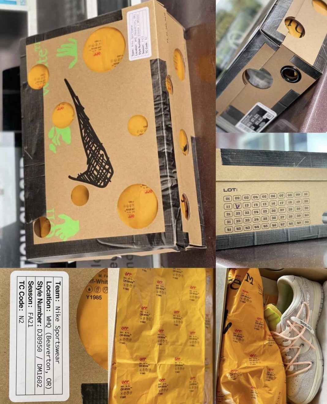 off white dunk 50 box