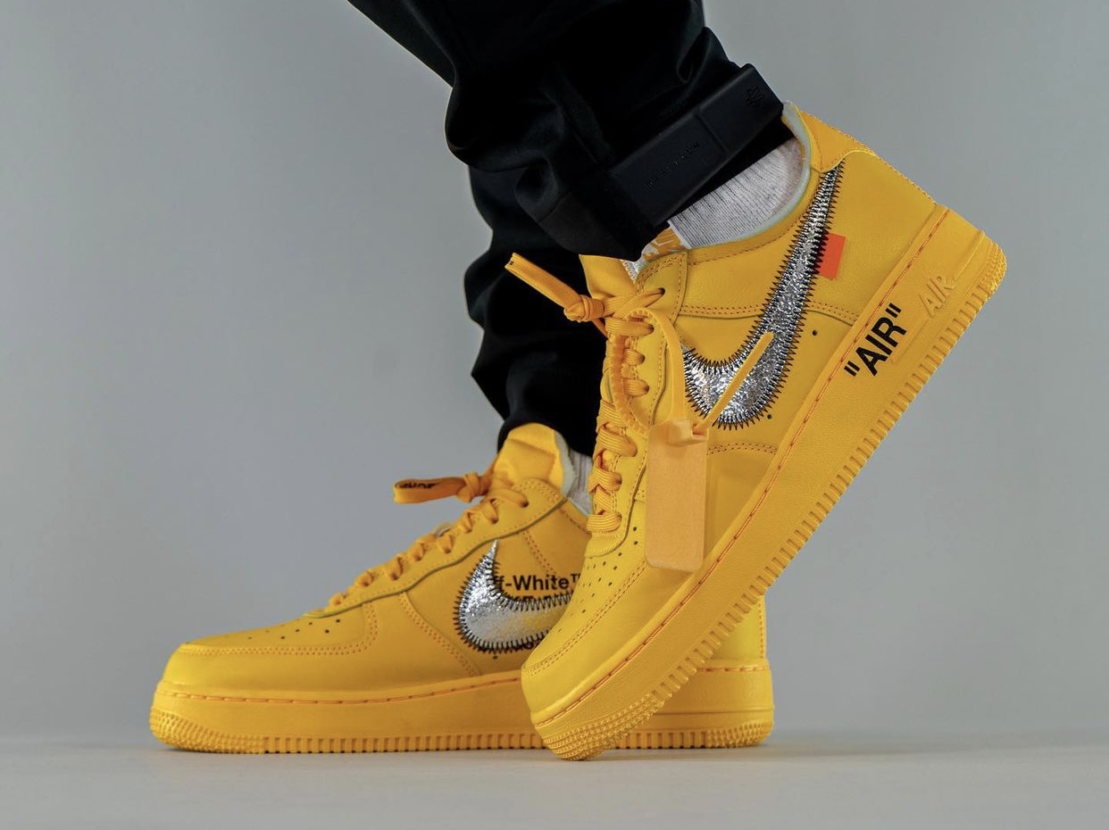 Off White x italian Nike Air Force 1 Low University Gold DD1876 700 Release Date On Feet 2
