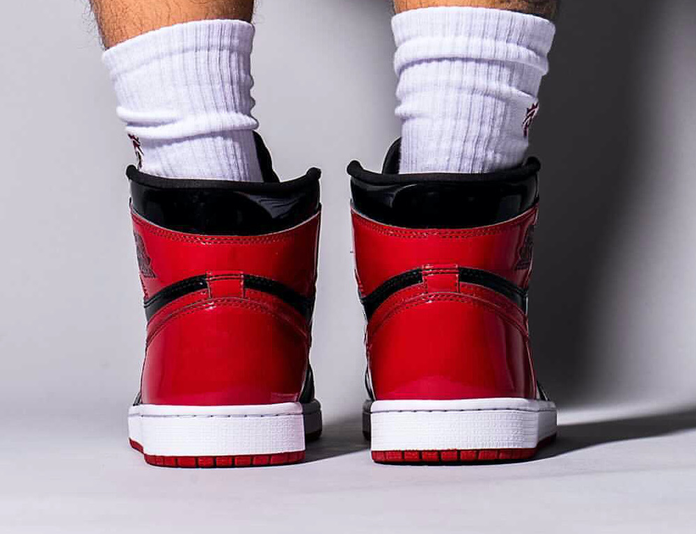 Air Jordan 1 Bred Patent 555088-063 Release Date On-Feet