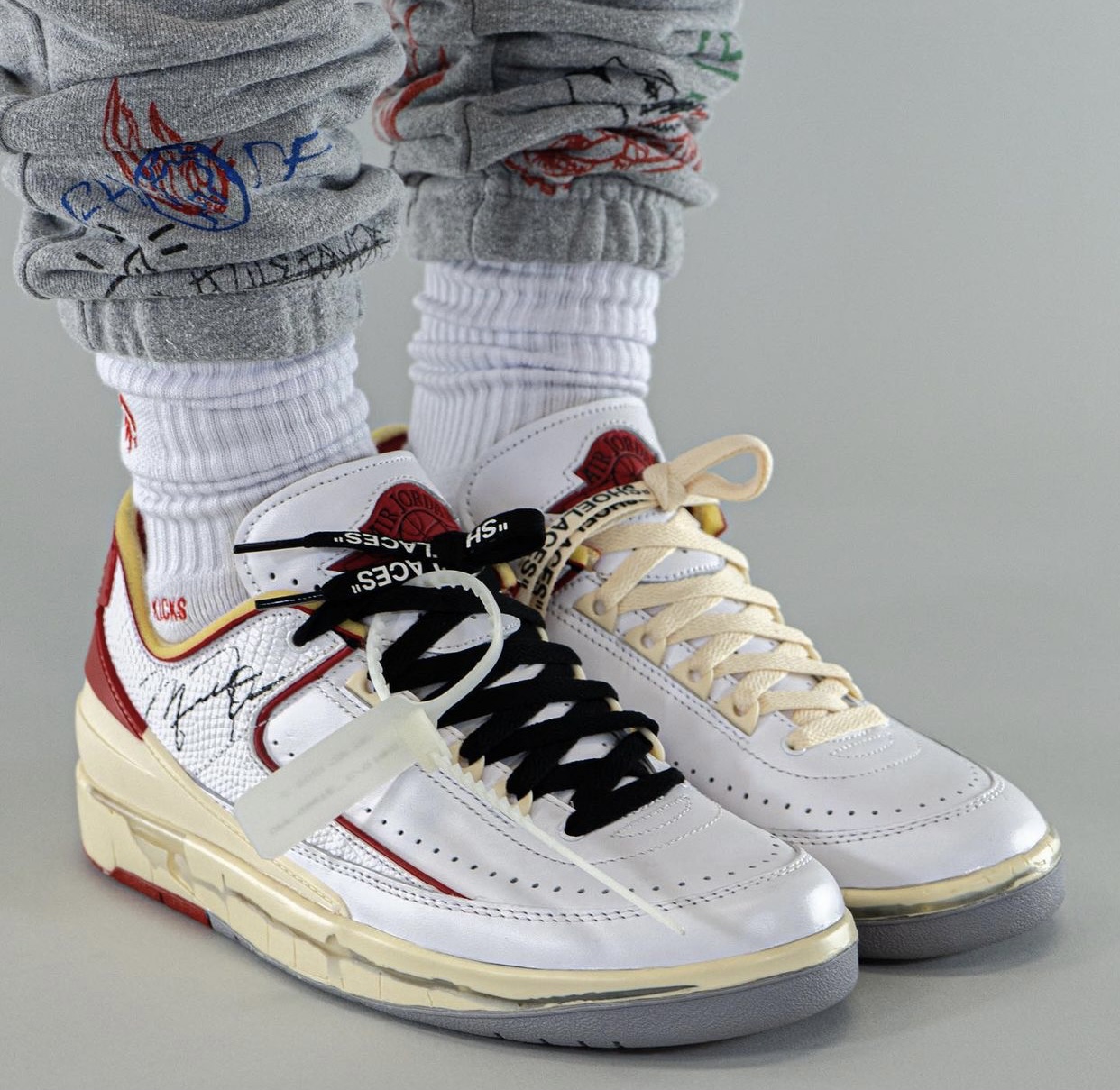 Off-White Air Jordan 2 Low White Red DJ4375-106 Release Date On-Feet