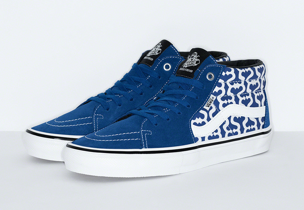 New SUPREME/VANS MONOGRAM S LOGO SKATE GROSSO MID ROYAL BLUE SIZE 10.5