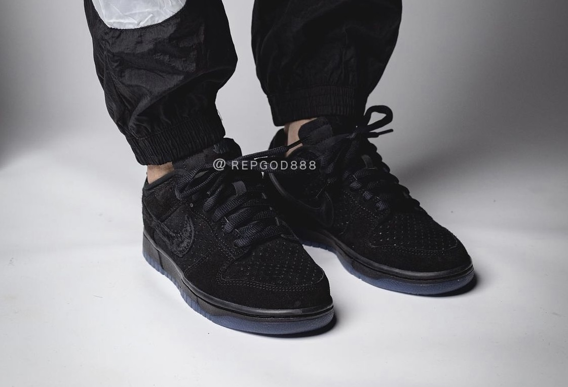 Undefeated Nike Dunk Low Black DO9329-001 Release Date On-Feet