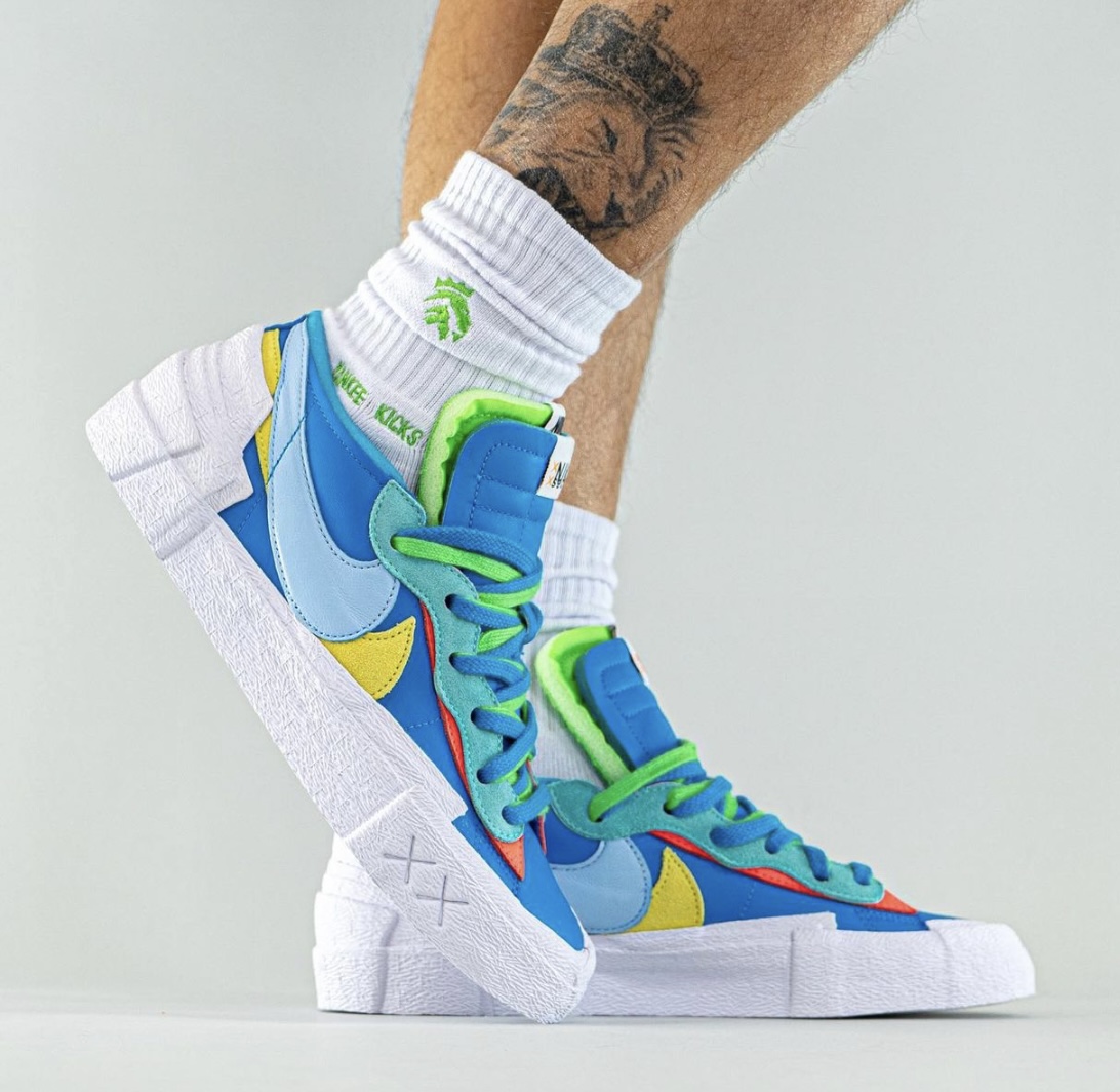 Kaws Sacai Nike Blazer Low DM7901-400 On-Feet