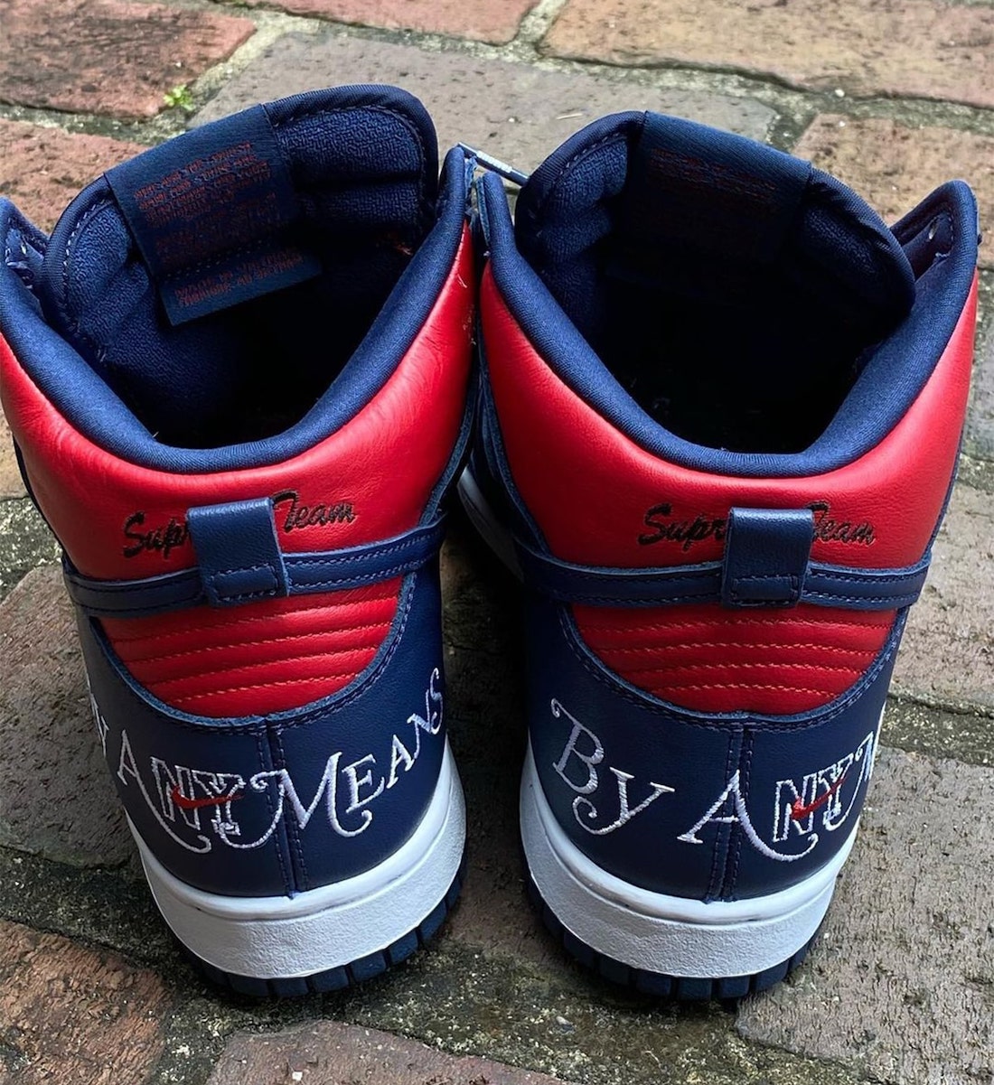 Supreme Nike SB Dunk High By Any Means Navy Red Release Date