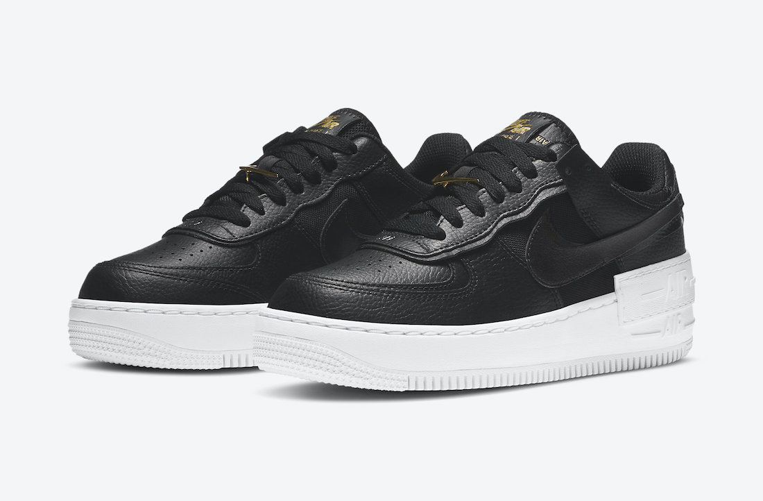 Nike Air Force 1 Shadow Black White Gold DC4459-001 Release Date - SBD
