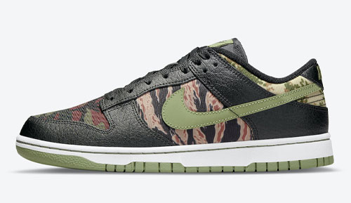 Nike Dunk Low Black Multi Camo official release dates 2021