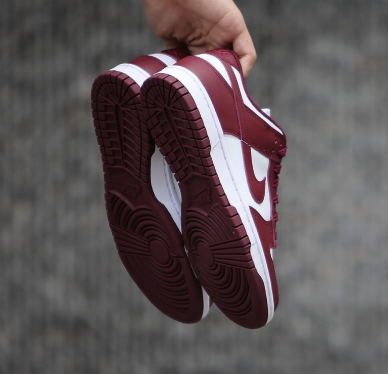 pink foam dark beetroot dunks