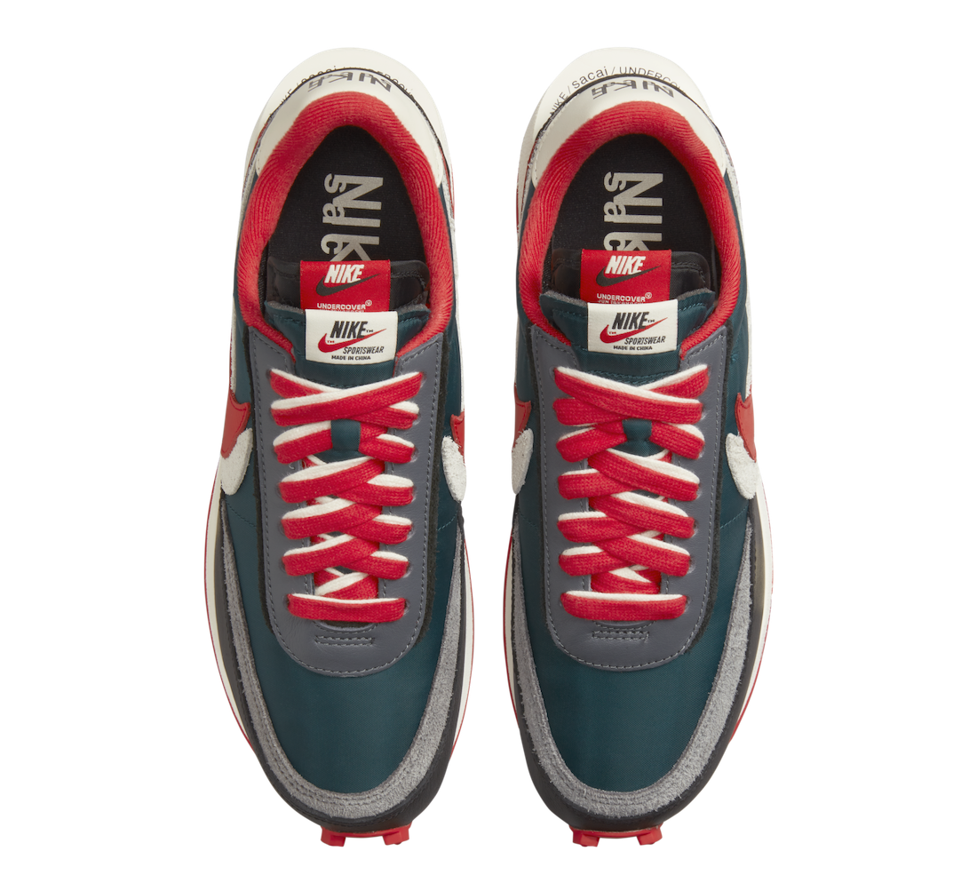 Undercover Sacai Nike LDWaffle Midnight Spruce University Red DJ4877-300 Release Date
