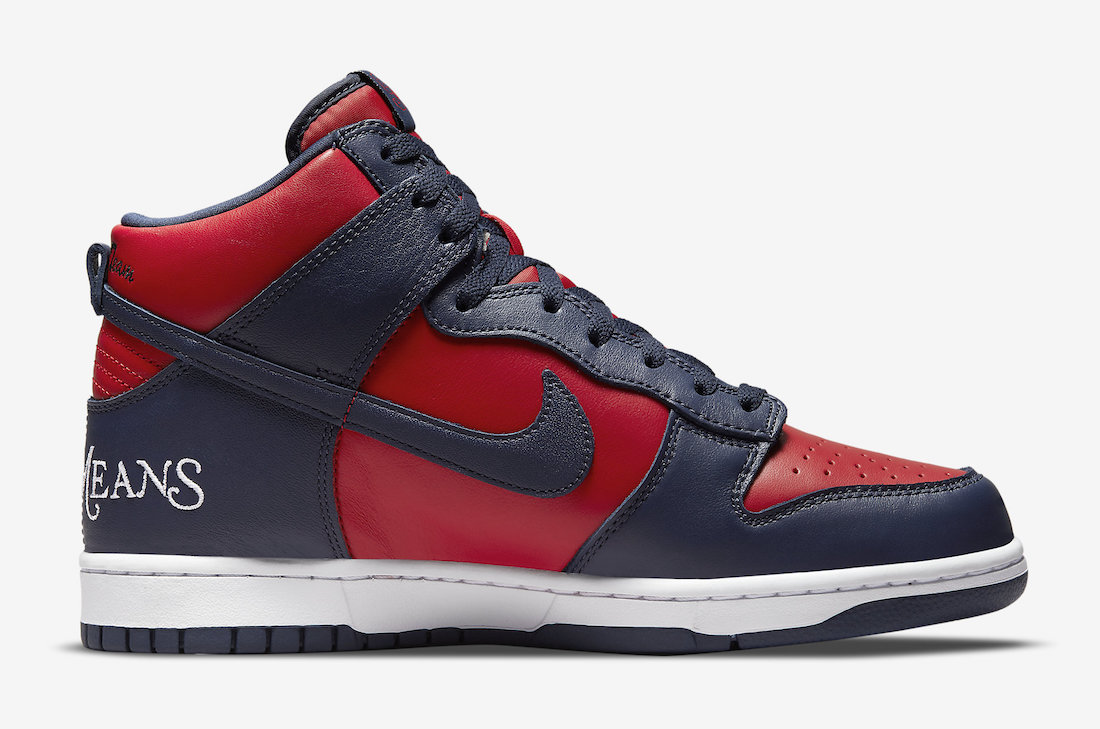 Supreme Nike SB Dunk High By Any Means Navy Red N3741 600 Release Date 2