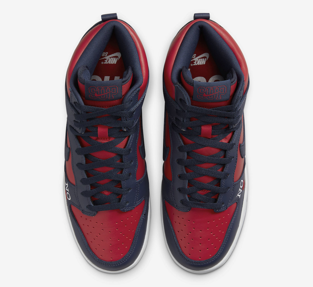 Supreme Nike SB Dunk High By Any Means Navy Red N3741 600 Release Date 3
