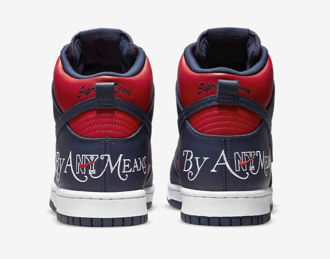 Supreme Nike SB Dunk High By Any Means Navy Red N3741-600 Release Date