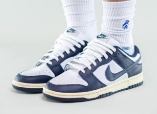 Nike Dunk Low Navy White Aged Release Date On Foot 324x235