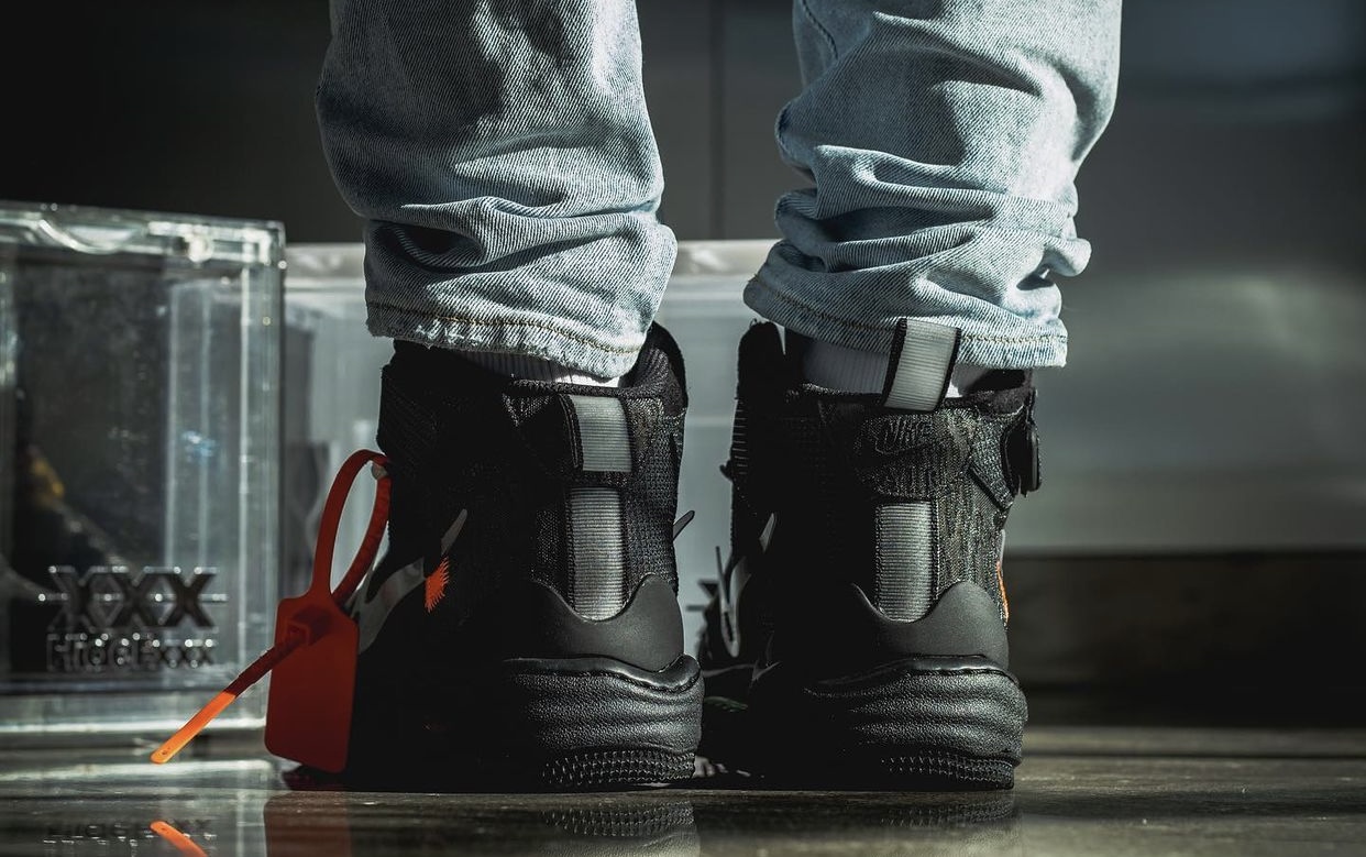 Off-White Nike Air Force 1 Mid Black DO6290-001 Release Date On-Feet