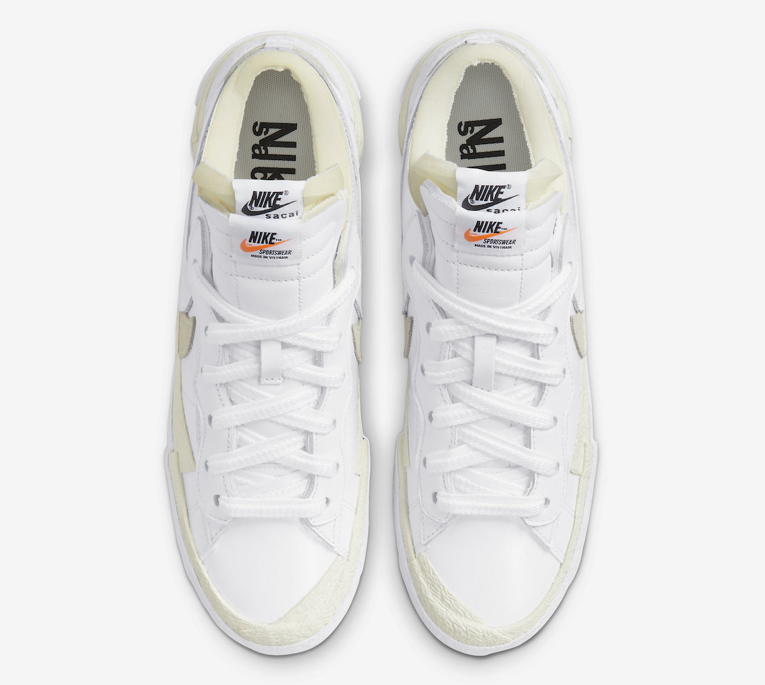 Sacai Nike Blazer Low White Patent DM6443-100 Release Date