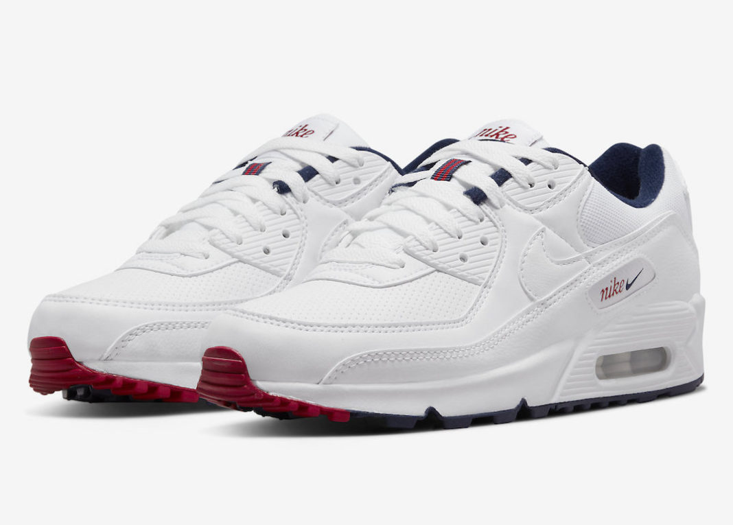 Nike Air Max 90 Paris White Navy Red DJ5414-100 Release Date - SBD