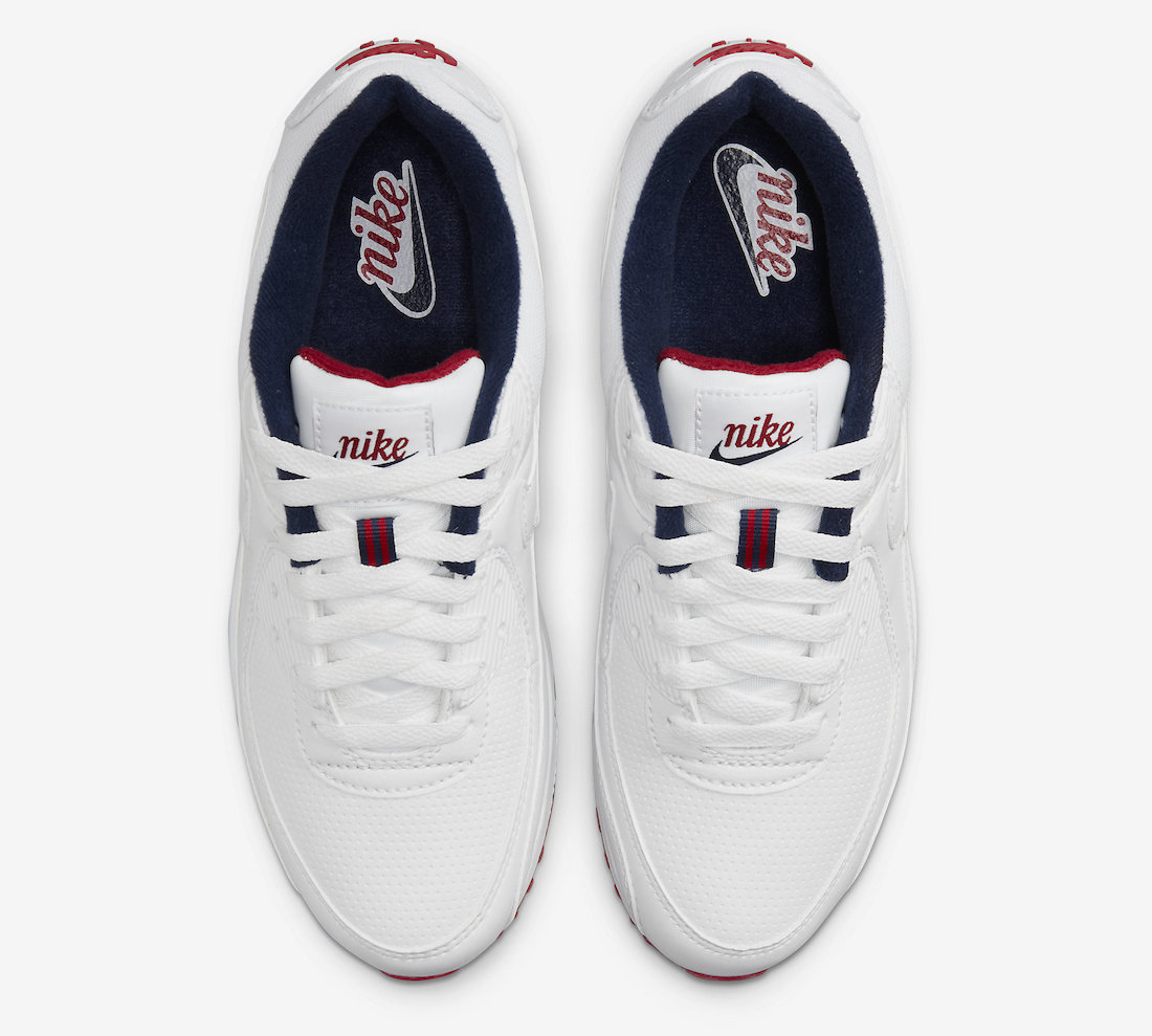 Nike Air Max 90 Paris White Navy Red DJ5414-100 Release Date - SBD