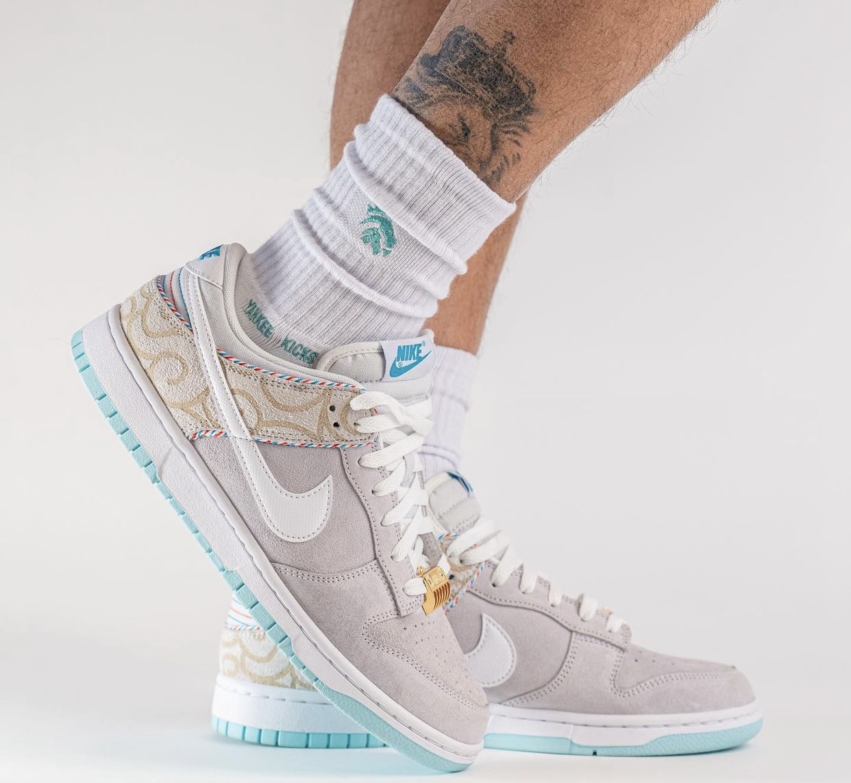 Nike Dunk Low Barber Shop White DH7614-500 Release Date On-Feet