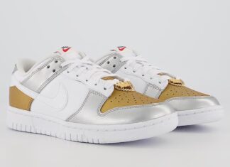 Nike Dunk Low White Gold Silver Red Release Date Price