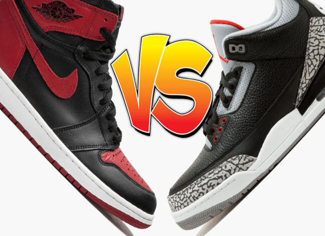 Air Jordan 1 Bred / Banned vs Air Jordan 3 Black Cement Comparison | SBD