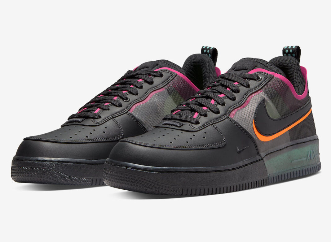 Nike Air Force 1 React Black Team Orange Pink Prime DH7615-001 Release Date