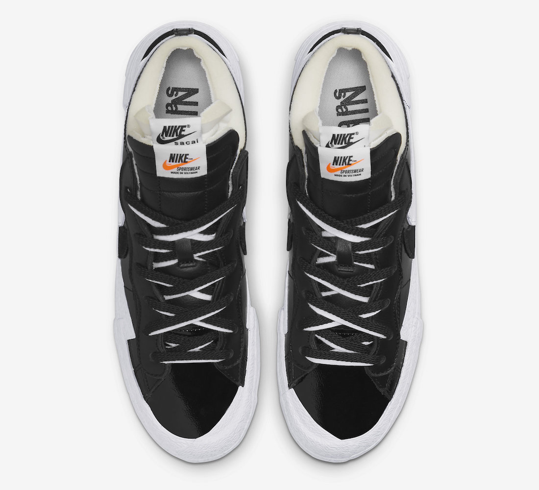 Sacai x Nike Blazer Low Black Patent DM6443-001 Release Date | SBD