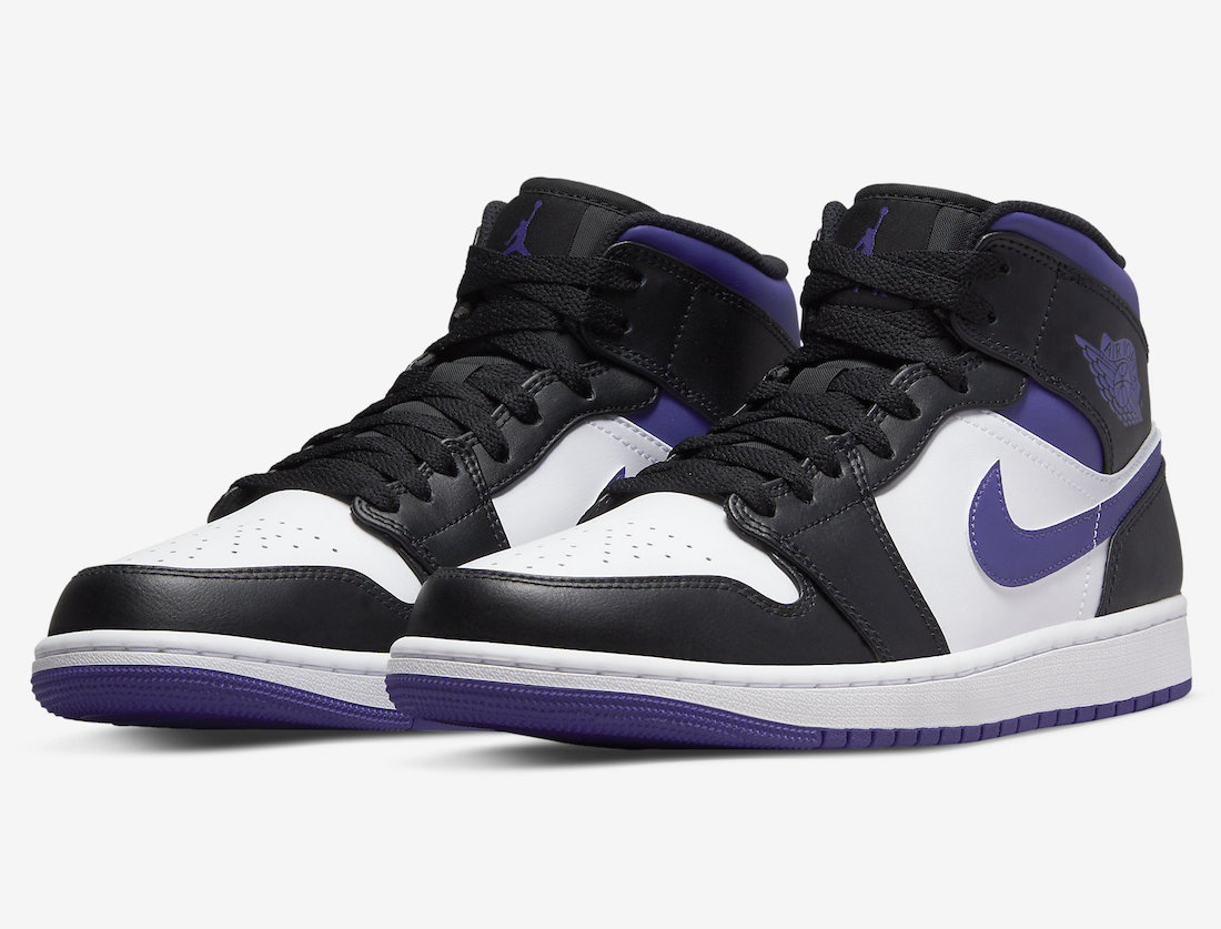 purple white and black jordan 1s