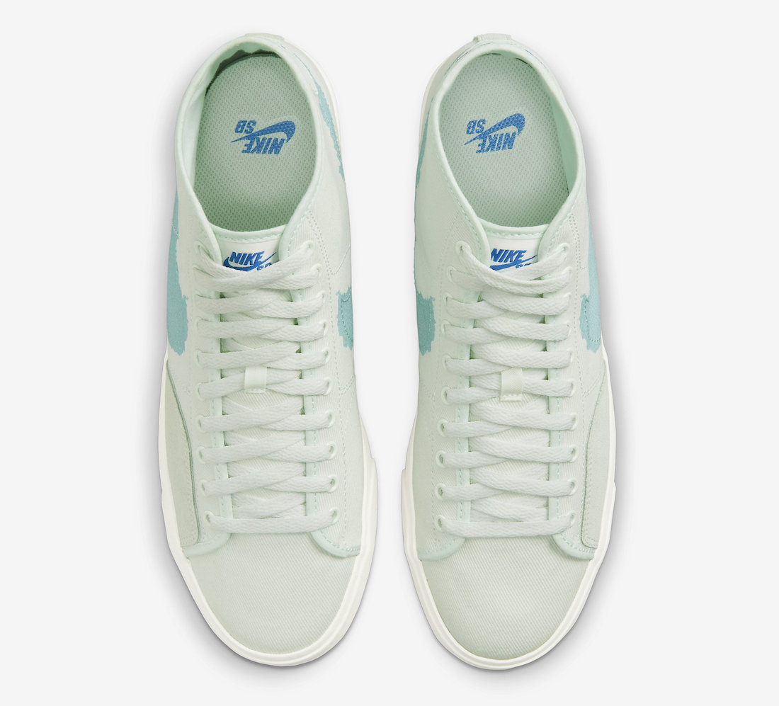 Date de sortie de la Nike SB Blazer Court Mid Premium Barely Green Boarder Blue DM8553-300